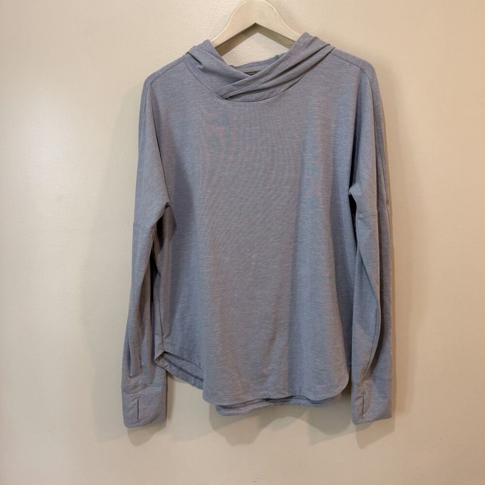 REI Co-Op Sahara Shade Hoodie Women XL Heather Sky Blue Sun Protection Thumbhole